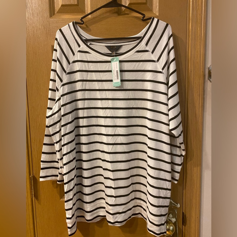 NWT 2X Mix by 41 Hawthorn Arnold 3/4 Sleeve Raglan Knit Top
